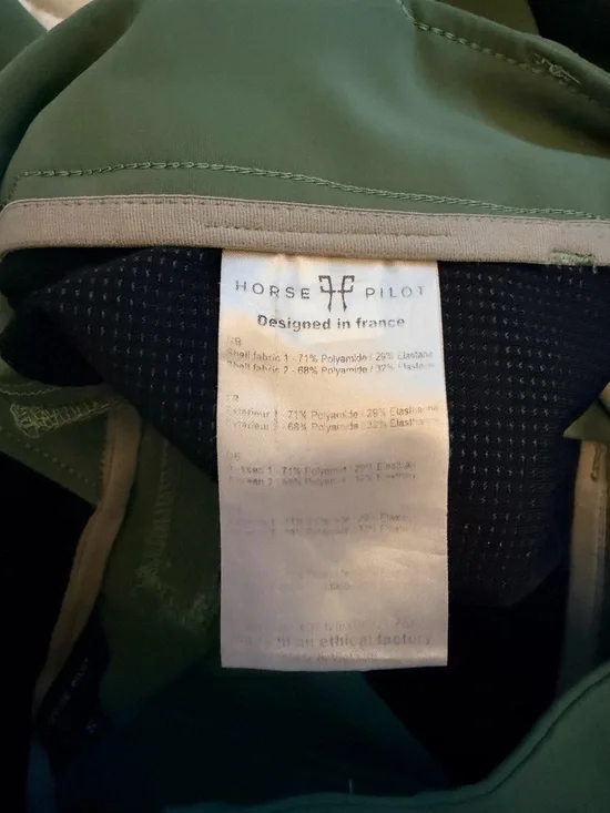 Horse Pilot Fleur de Lis Olive Green Performance Riding Breeches - Picture 7 of 7